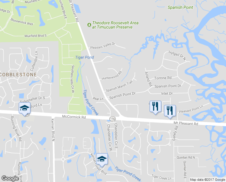 map of restaurants, bars, coffee shops, grocery stores, and more near 13763 Spanish Marsh Trail in Jacksonville