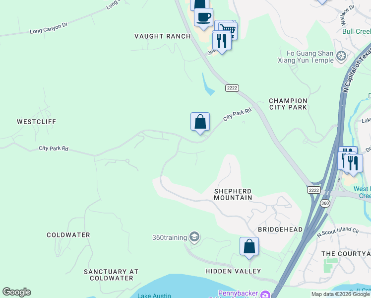 map of restaurants, bars, coffee shops, grocery stores, and more near 6900 Finklea Cove in Austin