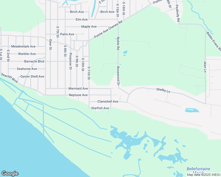 map of restaurants, bars, coffee shops, grocery stores, and more near S 14th St in Ocean Springs