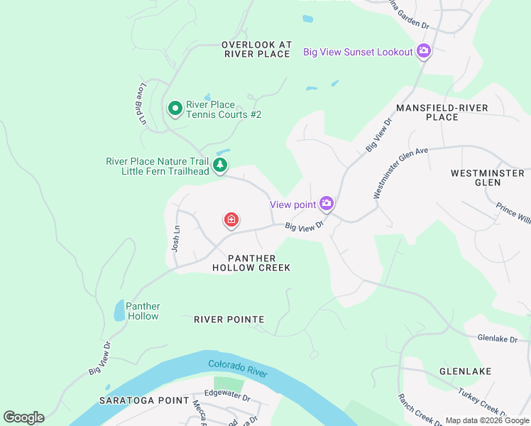 map of restaurants, bars, coffee shops, grocery stores, and more near 3808 River Place Boulevard in Austin