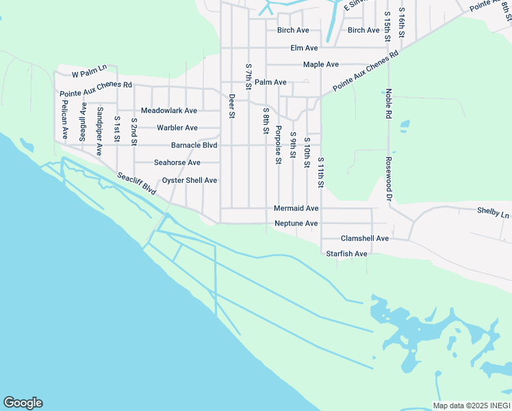 map of restaurants, bars, coffee shops, grocery stores, and more near 8824 Mermaid Avenue in Ocean Springs