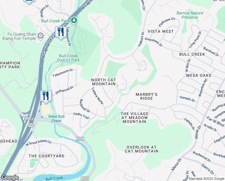 map of restaurants, bars, coffee shops, grocery stores, and more near 5002 Smokey Valley in Austin