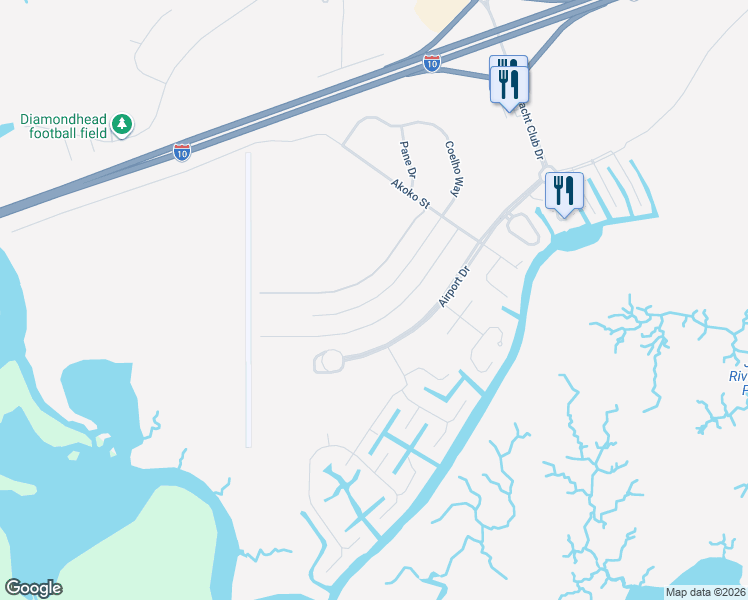 map of restaurants, bars, coffee shops, grocery stores, and more near 4295 Coelho Way in Diamondhead