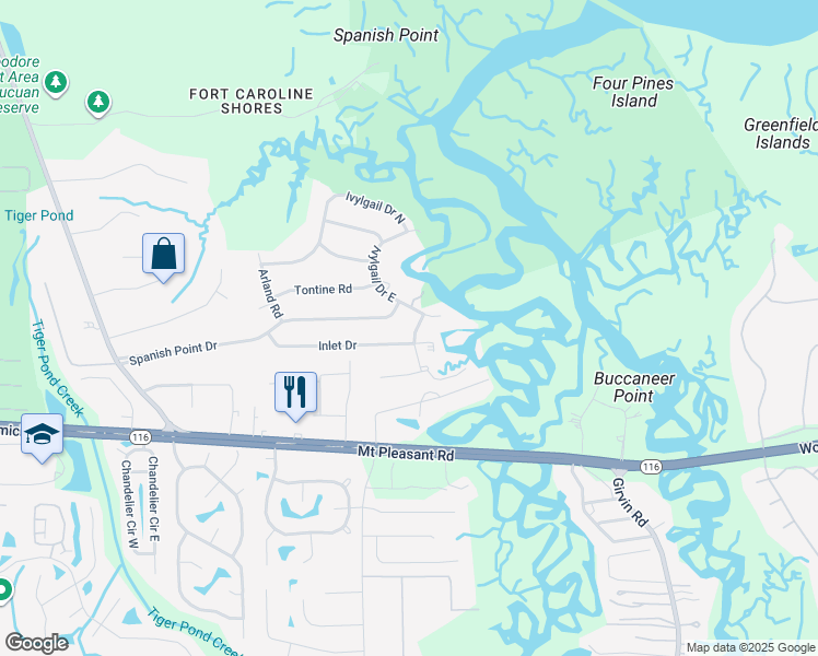 map of restaurants, bars, coffee shops, grocery stores, and more near 1934 Tomas Drive in Jacksonville