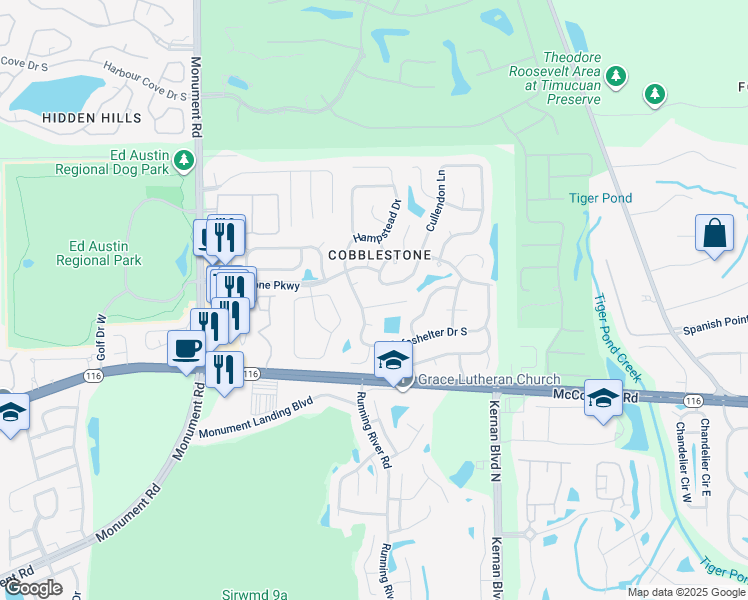map of restaurants, bars, coffee shops, grocery stores, and more near 12139 Chippenham Court in Jacksonville
