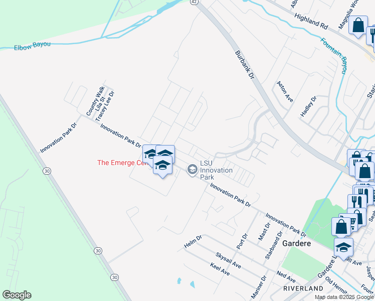 map of restaurants, bars, coffee shops, grocery stores, and more near 1436 Gardenia Ln in Baton Rouge