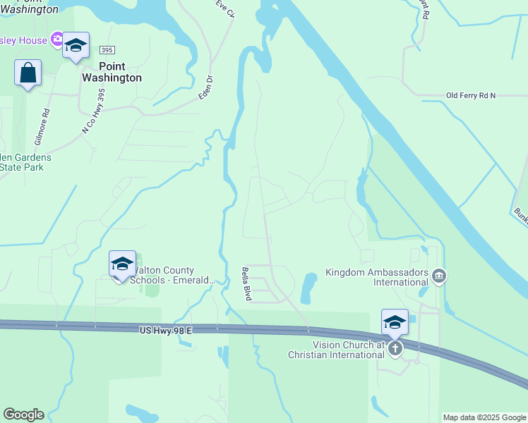 map of restaurants, bars, coffee shops, grocery stores, and more near Old Ferry Road in Santa Rosa Beach