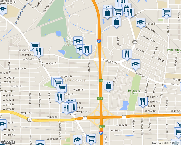map of restaurants, bars, coffee shops, grocery stores, and more near 1056 West 30th Street in Jacksonville