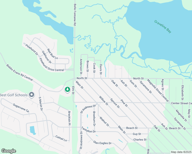 map of restaurants, bars, coffee shops, grocery stores, and more near 1500 Cook Street in Ocean Springs