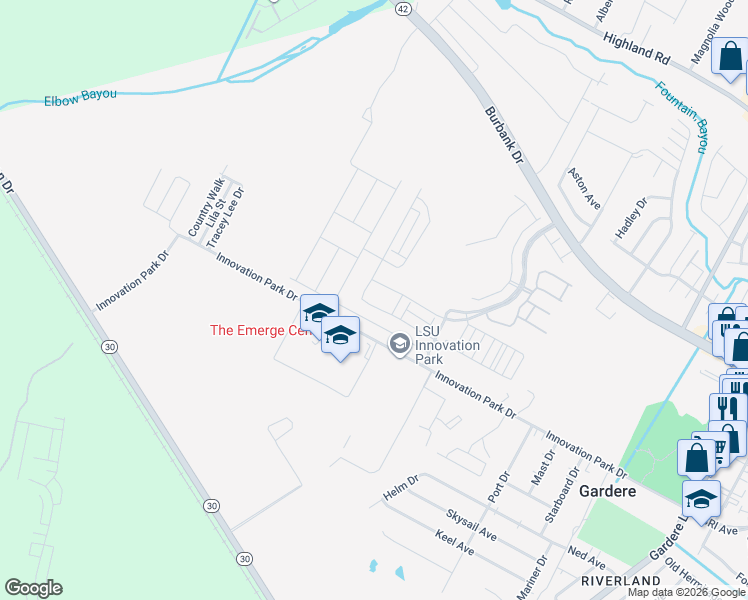 map of restaurants, bars, coffee shops, grocery stores, and more near 1436 Gardenia Ln in Baton Rouge