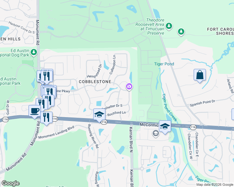 map of restaurants, bars, coffee shops, grocery stores, and more near 2829 Moorsfield Lane in Jacksonville