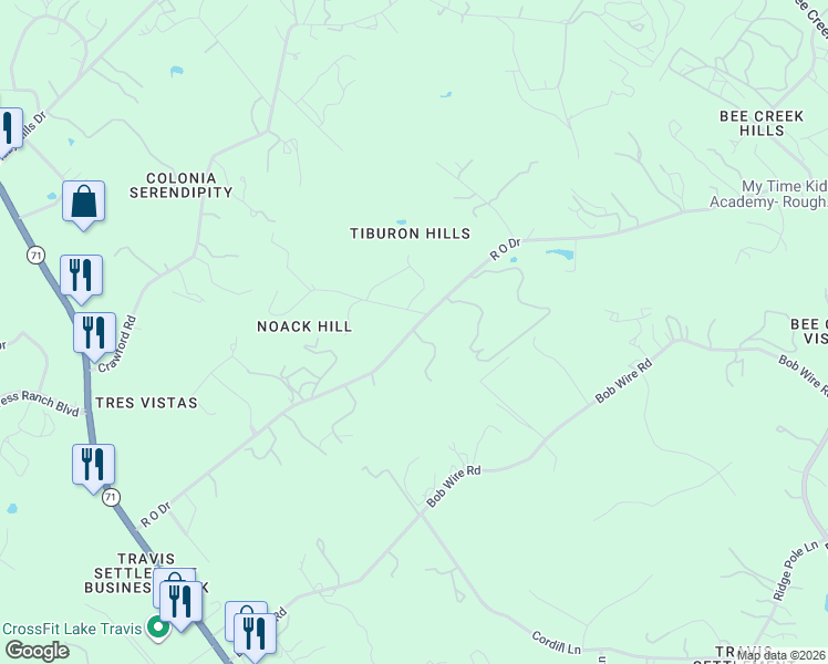 map of restaurants, bars, coffee shops, grocery stores, and more near 4201 R O Drive in Spicewood