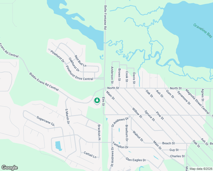 map of restaurants, bars, coffee shops, grocery stores, and more near 6604 North Street in Ocean Springs