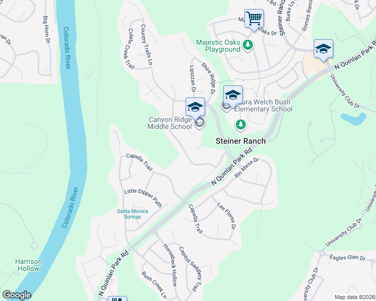 map of restaurants, bars, coffee shops, grocery stores, and more near 12820 Appaloosa Chase Drive in Austin