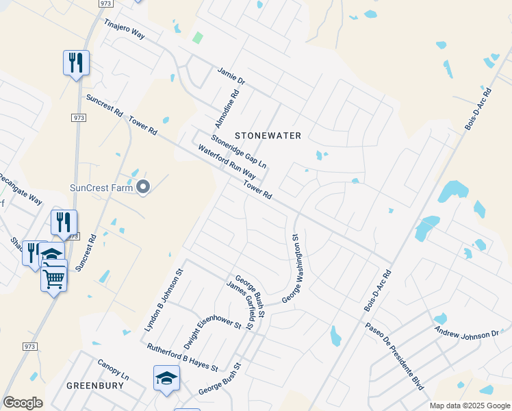 map of restaurants, bars, coffee shops, grocery stores, and more near 13509 Martha Washington Place in Manor