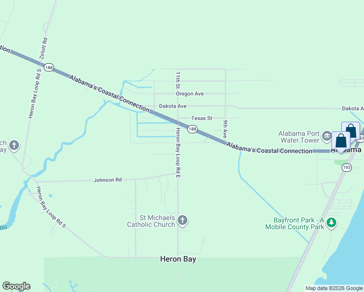 map of restaurants, bars, coffee shops, grocery stores, and more near 15701 Washington Road in Coden