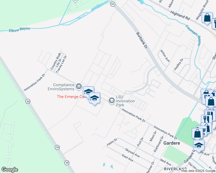 map of restaurants, bars, coffee shops, grocery stores, and more near 1436 Gardenia Ln in Baton Rouge