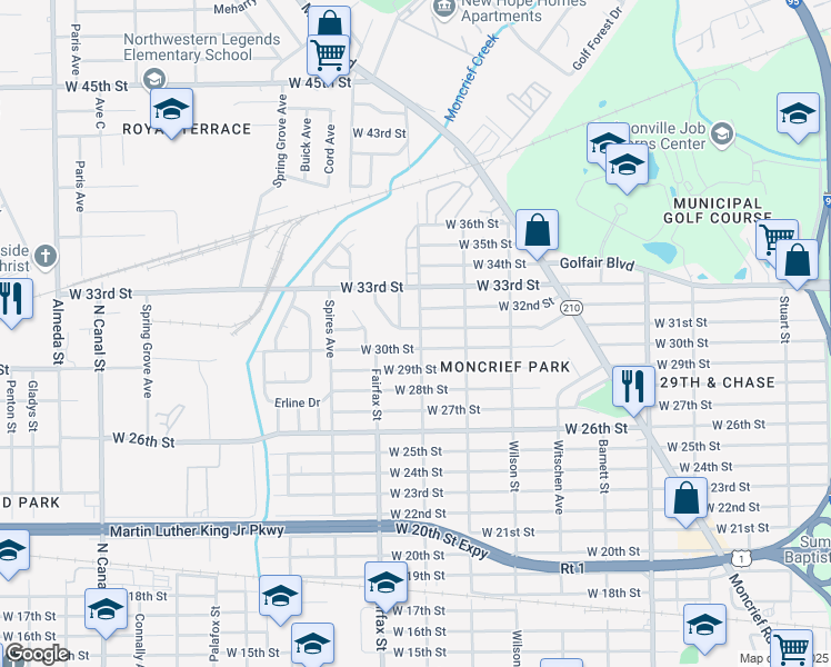 map of restaurants, bars, coffee shops, grocery stores, and more near 1722 West 31st Street in Jacksonville