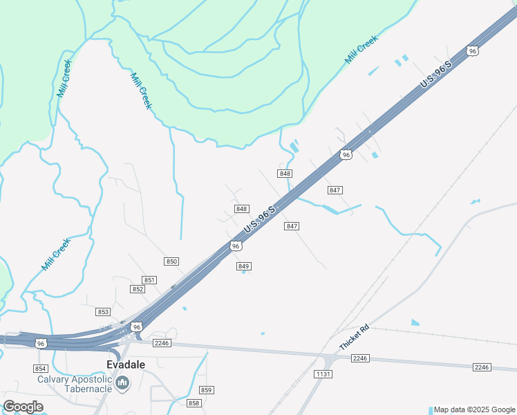 map of restaurants, bars, coffee shops, grocery stores, and more near 42960 U.S. 96 in Evadale