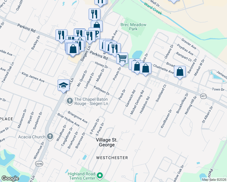map of restaurants, bars, coffee shops, grocery stores, and more near 1829 Stafford Drive in Baton Rouge