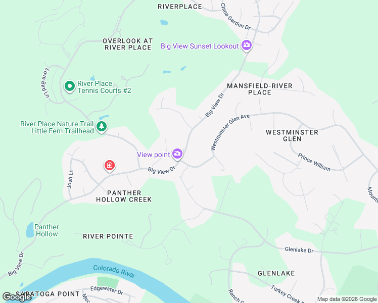 map of restaurants, bars, coffee shops, grocery stores, and more near 9708 Big View Drive in Austin