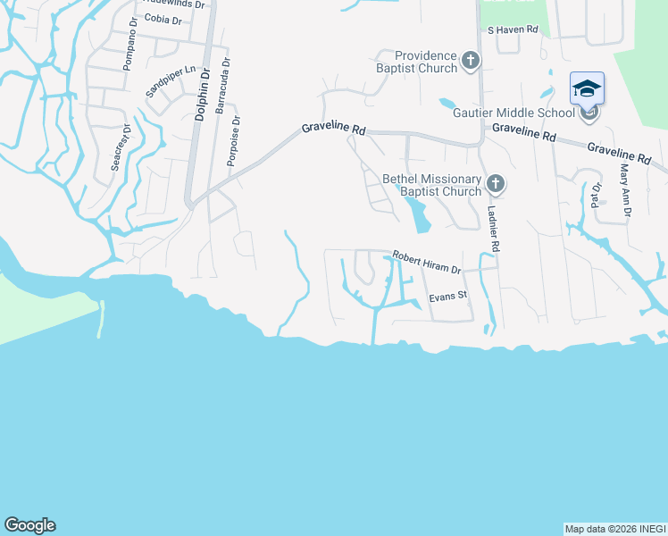 map of restaurants, bars, coffee shops, grocery stores, and more near 1541 Oak Leaf Cir in Gautier