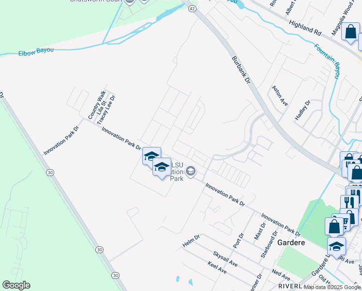 map of restaurants, bars, coffee shops, grocery stores, and more near 1436 Gardenia Ln in Baton Rouge