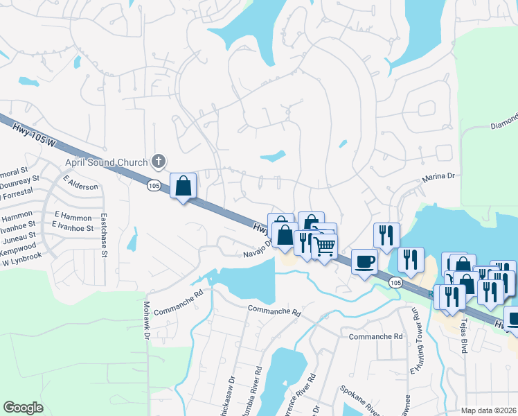 map of restaurants, bars, coffee shops, grocery stores, and more near 137 Springs Edge Drive in Montgomery