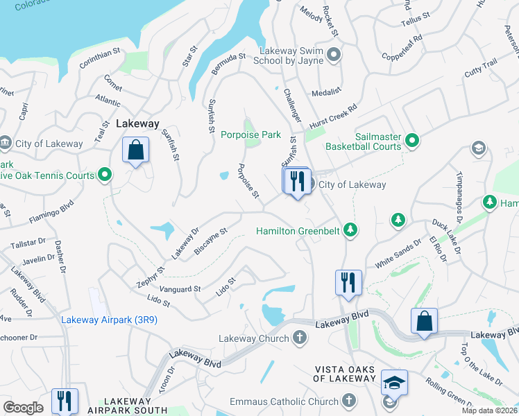 map of restaurants, bars, coffee shops, grocery stores, and more near 1004 Lakeway Drive in Lakeway