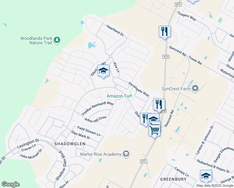 map of restaurants, bars, coffee shops, grocery stores, and more near 14016 Arbor Hill Cove in Manor