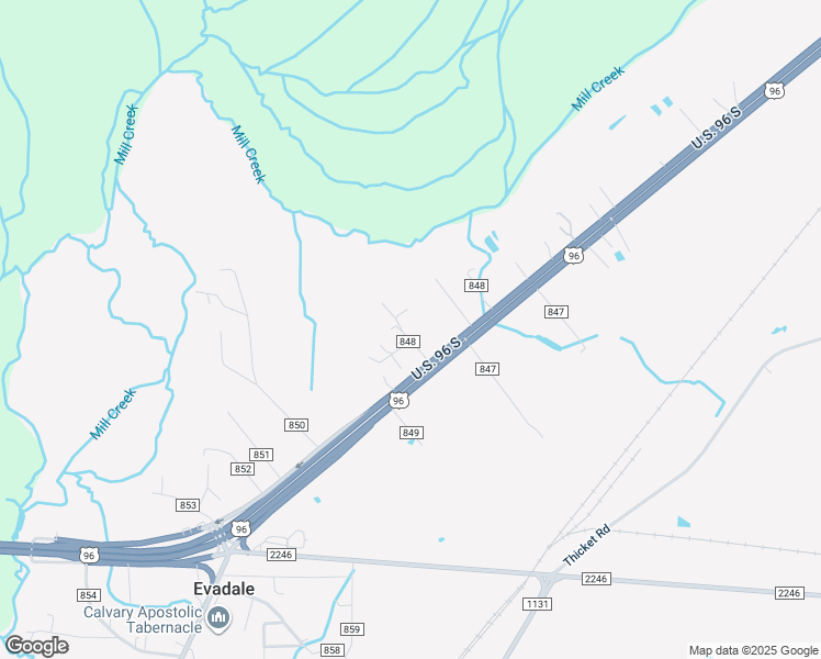 map of restaurants, bars, coffee shops, grocery stores, and more near 42960 U.S. 96 in Evadale