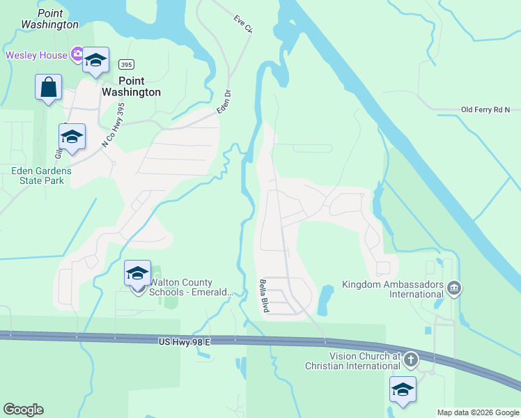 map of restaurants, bars, coffee shops, grocery stores, and more near 179 Maddox Street in Santa Rosa Beach