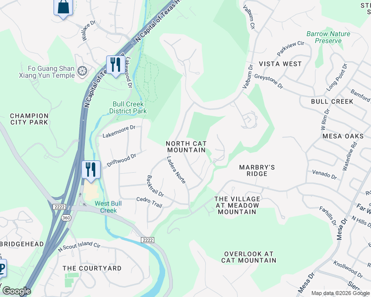 map of restaurants, bars, coffee shops, grocery stores, and more near 5002 Smokey Valley in Austin