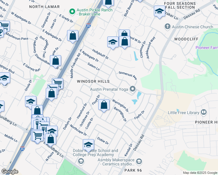 map of restaurants, bars, coffee shops, grocery stores, and more near 1009 Newport Avenue in Austin