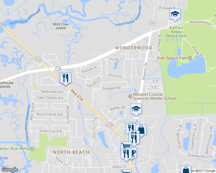 map of restaurants, bars, coffee shops, grocery stores, and more near 921 Gavagan Road in Jacksonville