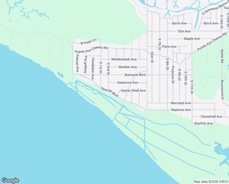 map of restaurants, bars, coffee shops, grocery stores, and more near 9228 Seacliff Boulevard in Ocean Springs