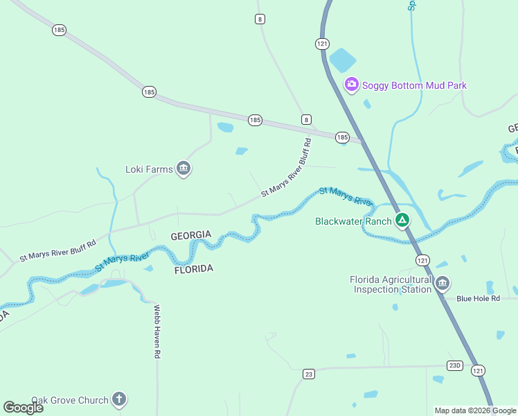 map of restaurants, bars, coffee shops, grocery stores, and more near 353 Saint Marys River Bluff Road in Saint George