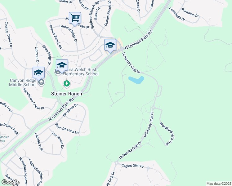 map of restaurants, bars, coffee shops, grocery stores, and more near 12228 Long Bay Cove in Austin