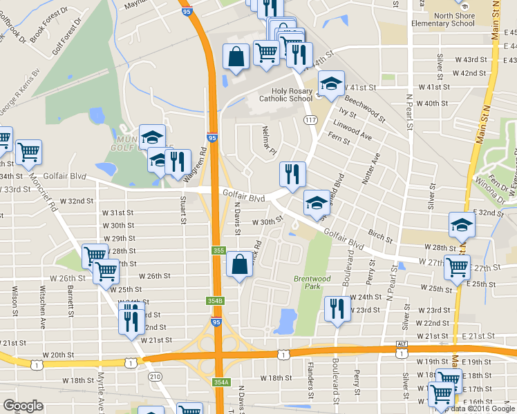 map of restaurants, bars, coffee shops, grocery stores, and more near 825 West 31st Street in Jacksonville