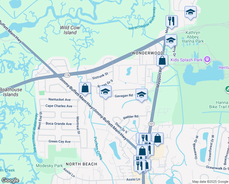 map of restaurants, bars, coffee shops, grocery stores, and more near 940 Majestic Cypress Drive North in Jacksonville