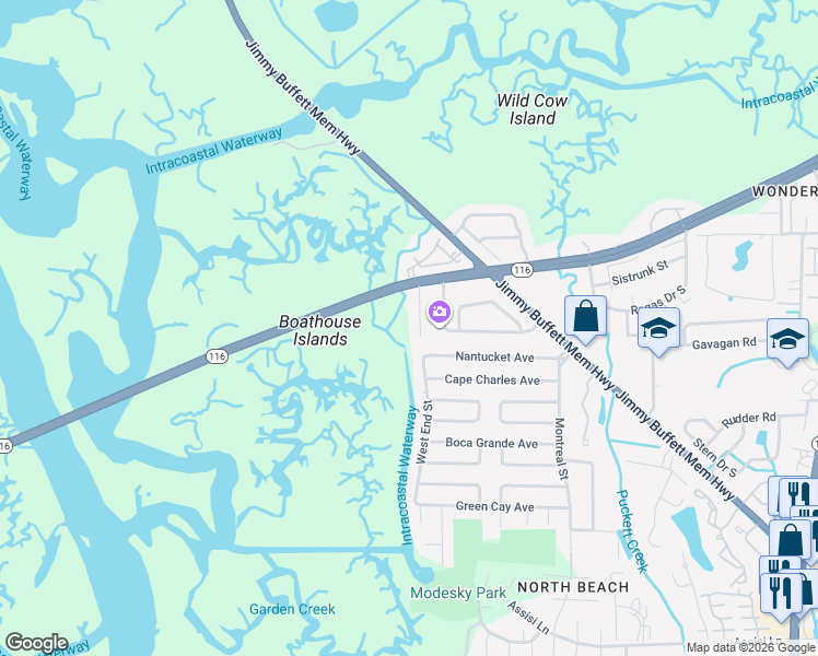 map of restaurants, bars, coffee shops, grocery stores, and more near 2860 Sand Castle Lane in Jacksonville