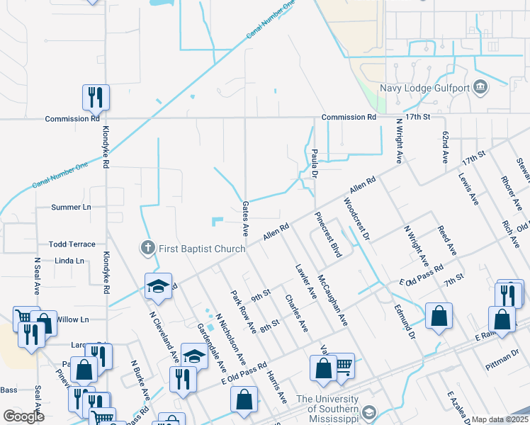 map of restaurants, bars, coffee shops, grocery stores, and more near 18024 Bert Street in Long Beach