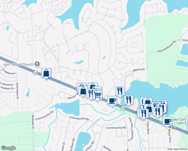 map of restaurants, bars, coffee shops, grocery stores, and more near 99 Summers Wind Street in Montgomery