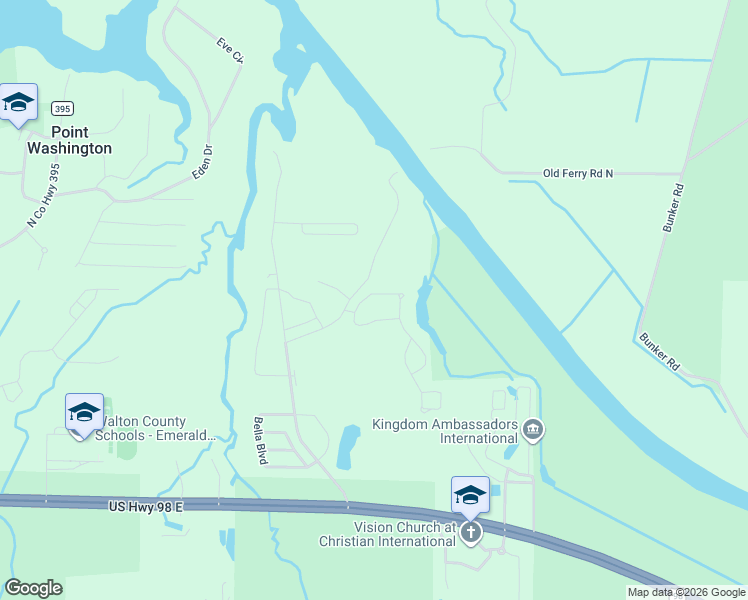 map of restaurants, bars, coffee shops, grocery stores, and more near 117 Wayne Trail in Santa Rosa Beach