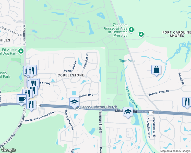 map of restaurants, bars, coffee shops, grocery stores, and more near 12440 Anesworth Court in Jacksonville