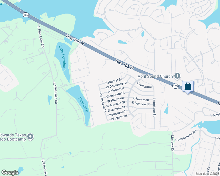 map of restaurants, bars, coffee shops, grocery stores, and more near 16935 West Dounreay Street in Montgomery