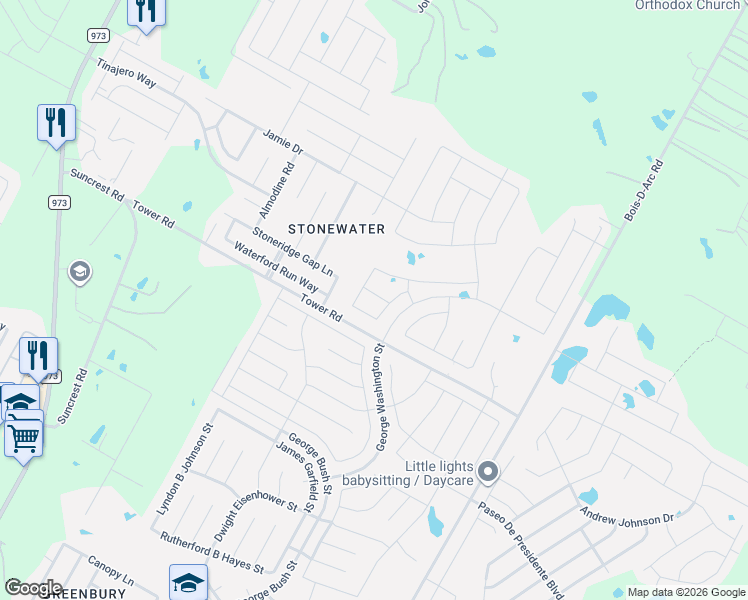 map of restaurants, bars, coffee shops, grocery stores, and more near 12716 Robert Taft Street in Manor
