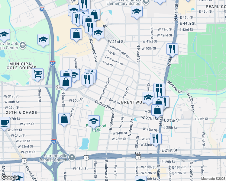 map of restaurants, bars, coffee shops, grocery stores, and more near 4218 Notter Avenue in Jacksonville