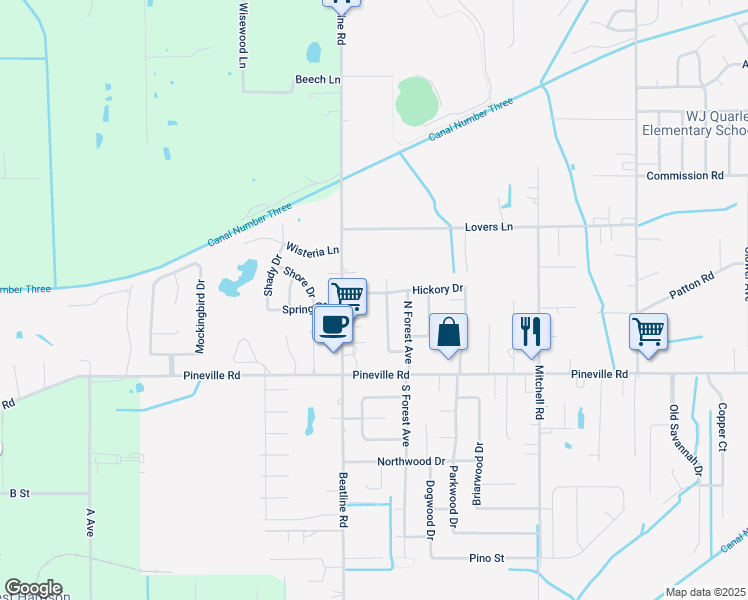 map of restaurants, bars, coffee shops, grocery stores, and more near 1109 Hickory Drive in Long Beach