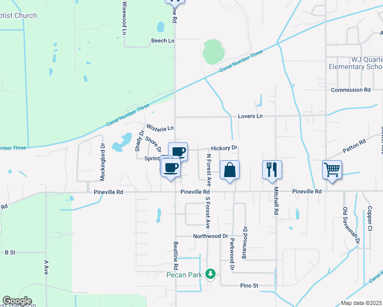 map of restaurants, bars, coffee shops, grocery stores, and more near 1109 Hickory Drive in Long Beach